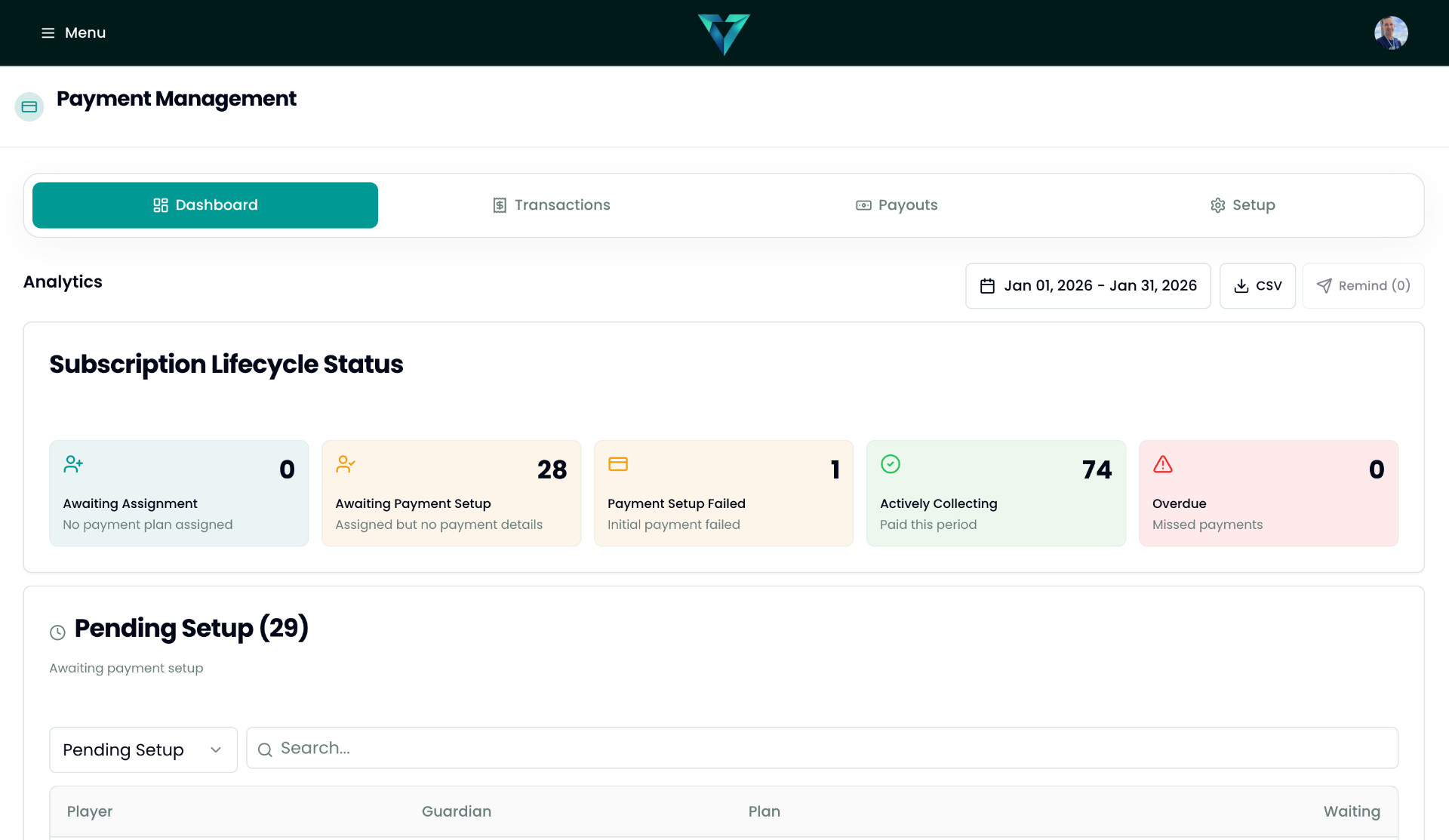 Payment Management with subscription lifecycle tracking