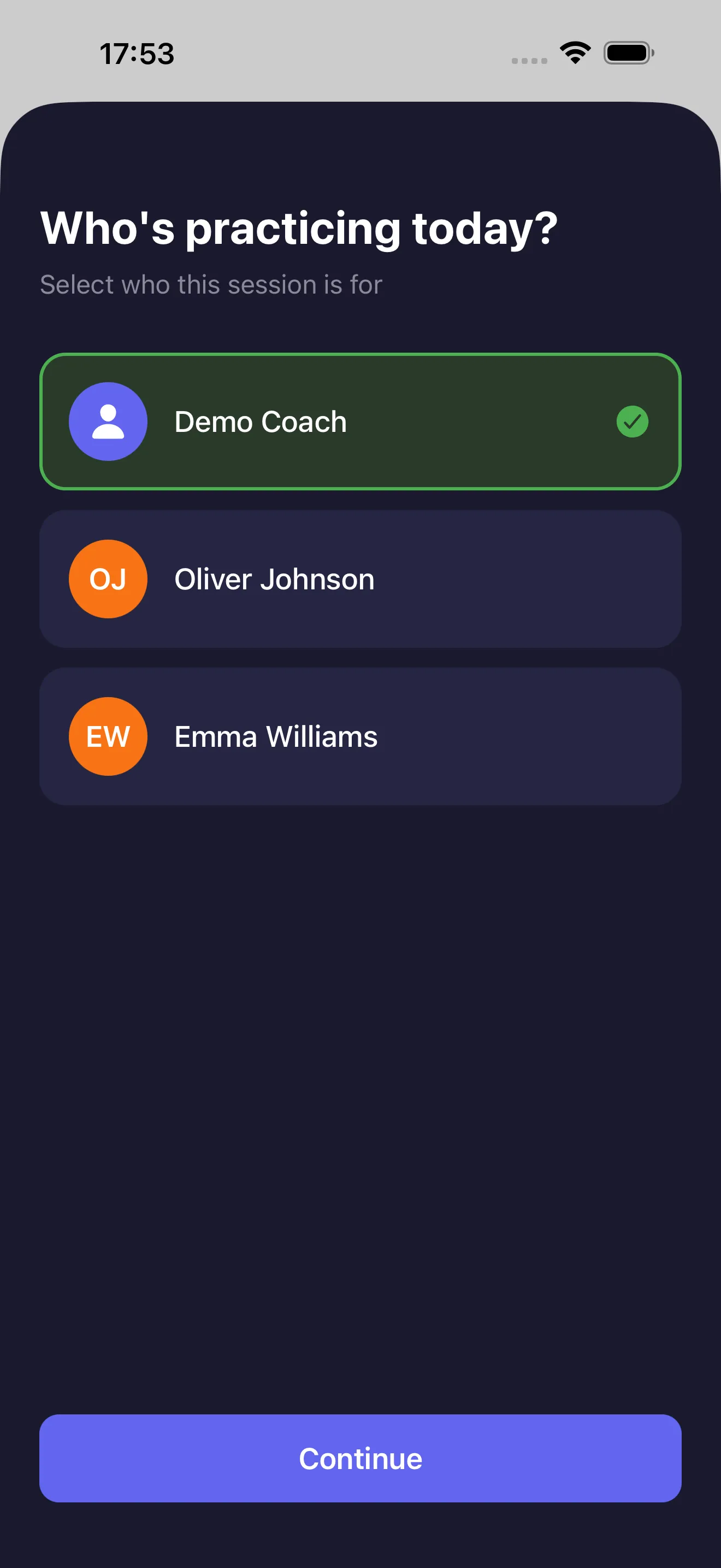 Vanta Player App Dashboard