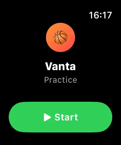 Apple Watch home screen with start button