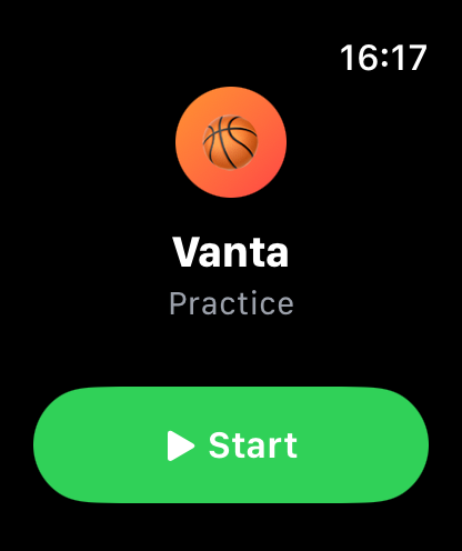 Apple Watch home screen with start button