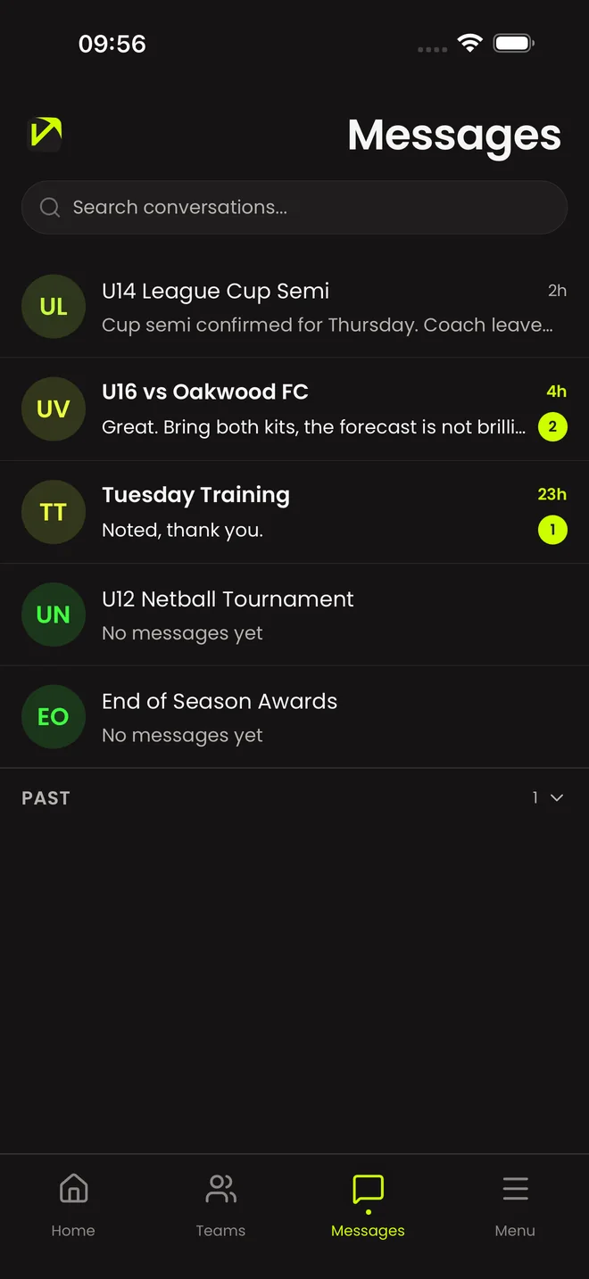 Messages from the club and the coach
